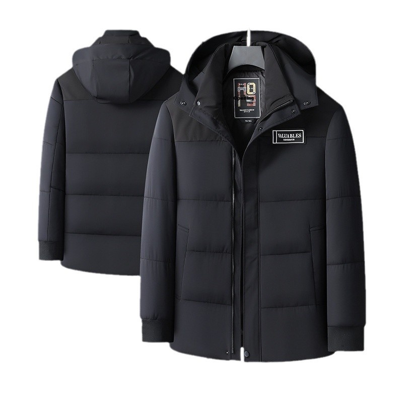 Plus Size Men's Winter Cotton Coat Loose Contrast Color Warm Cotton Coat For Fat Man Casual Cotton Coat Coat Y