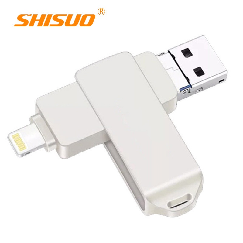 Suitable For Apple And Android Computers Three-in-one Zinc Alloy UDisk High-speed Rotating Mobile Phone UDisk Memory Expansion Container