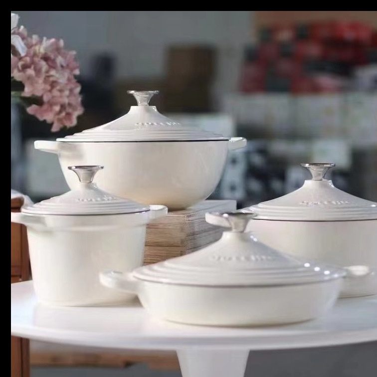 QULENO Qianleou High Quality Cast Iron Enamel Pot 24CM Stew Pot With White Enamel 26CM18CM Health Pot