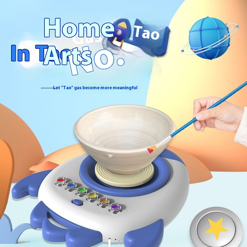 Rocket Pottery Machine Children's Handmade Electric DIYClay Unfired Clay Pottery Toys Boys Girls Gift
