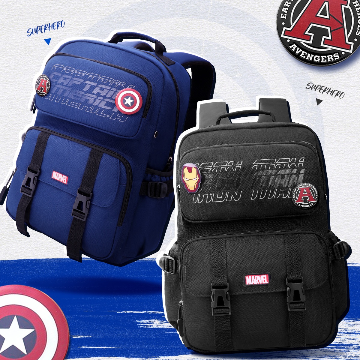 Marvel Junior High School Student Schoolbag Men's Korean Style Backpack Large Capacity Backpack Primary School Student Schoolbag3-6th Grade