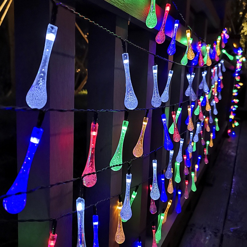 Solar Water Drop Light String Outdoor Holiday Decoration LEDChristmas Lights Garden Decoration Wedding Star Lights