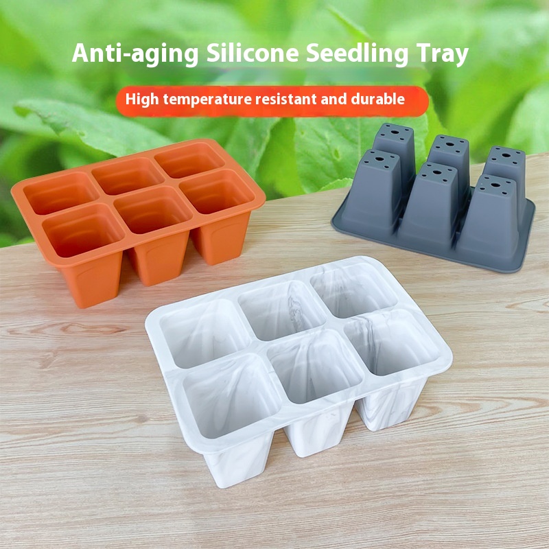 Six-hole Silicone Seedling Pot Deepens The Root Control Seed Planting Seedling Hole Tray Reusable Anti-fall Seedling Tray