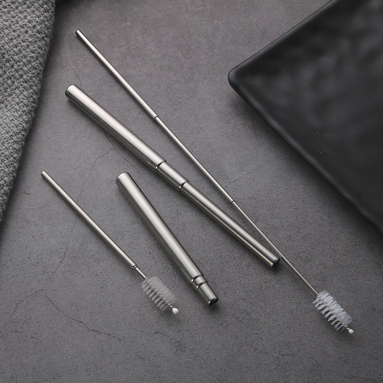 Stainless Steel Straw Set Portable Tableware Retractable Straw Pearl Milk Tea Coffee Telescopic Straw