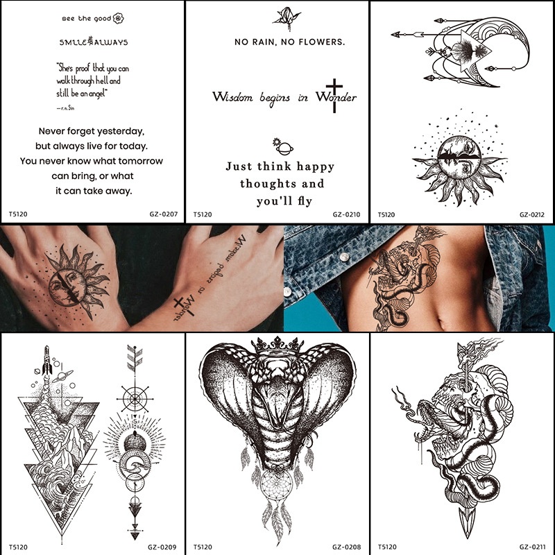 Product Juice Herbal Tattoo Sticker Waterproof Half Arm Artificial Tattoo Tattoo Sticker Temporary Tattoo
