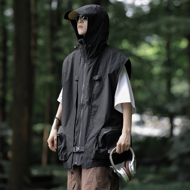 Tactical Function Japanese Style Tooling Jacket Vest Men's Popular Brand High Street Fashionable Casual Loose Vest Jacket