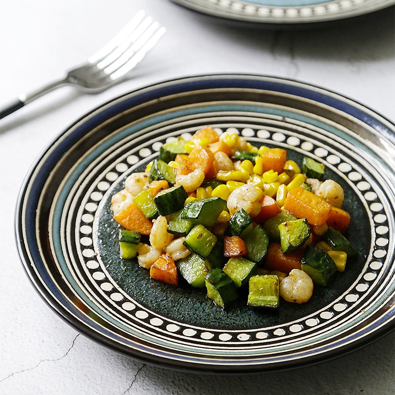 European And American Creative Ceramic Western Food Pasta Plate Household Vegetable Plate Salad Plate Breakfast Personalized Restaurant Flat Plate