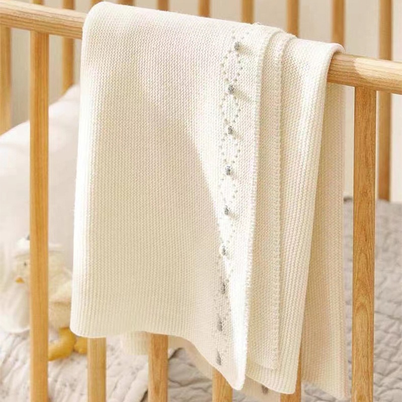 Indoor Universal Bed End Blanket Airplane Blanket Knitted Blanket Summer Air Conditioning Blanket Style Office Solid Color Lace Simple Style