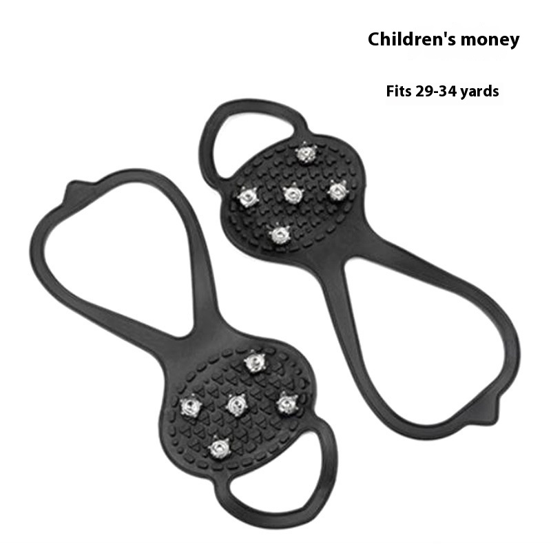 Children's Crampons Outdoor Anti-slip Shoe Covers Snow Five-tooth Rural Shoe Spikes Children's Ski Road Anti-fall Ice Grip Shoe Covers Chain