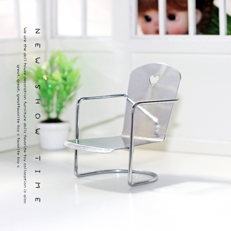 Dollhouse Accessories Model Sand Table Ornaments Model Miniature Decoration Home Furniture Iron Art Mini Iron Chair M107