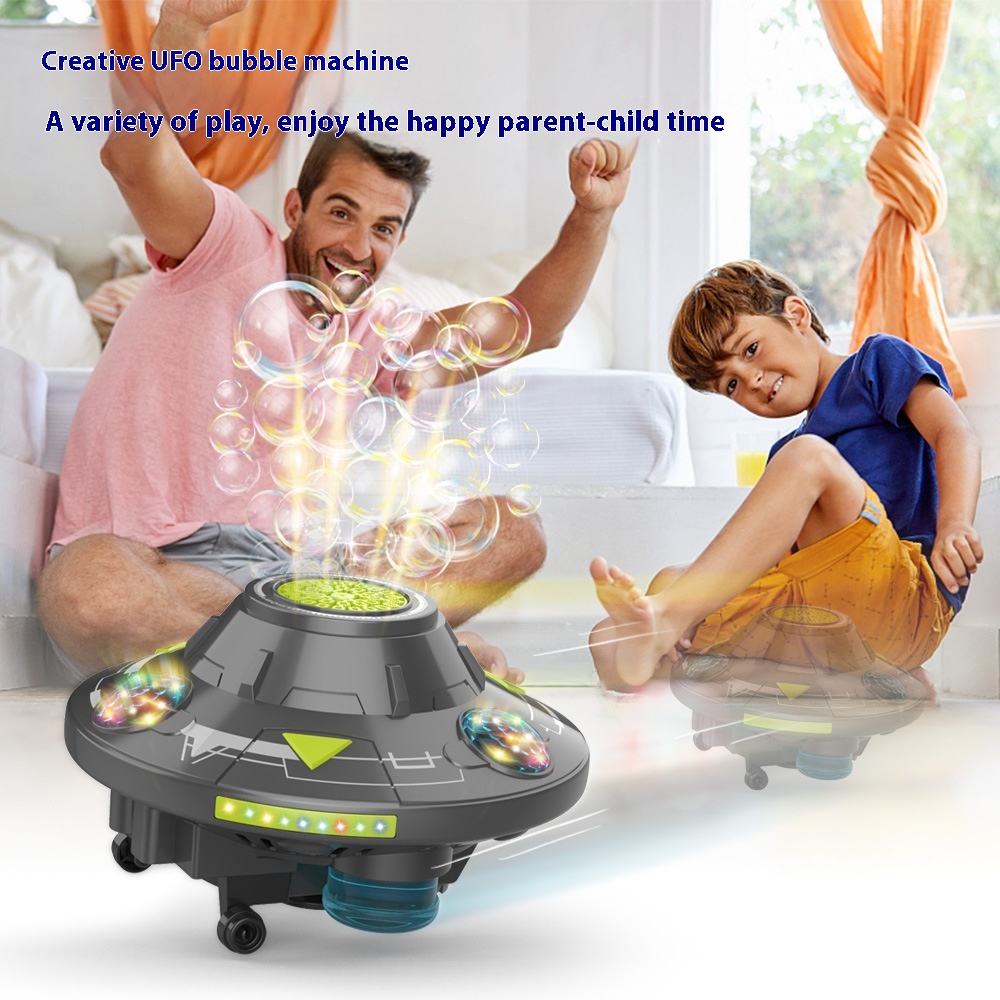 UFOBubble Machine With32 Holes,Automatic Obstacle-Avoiding Bubble Maker With Universal Wheels,Outdoor Toy For Kids