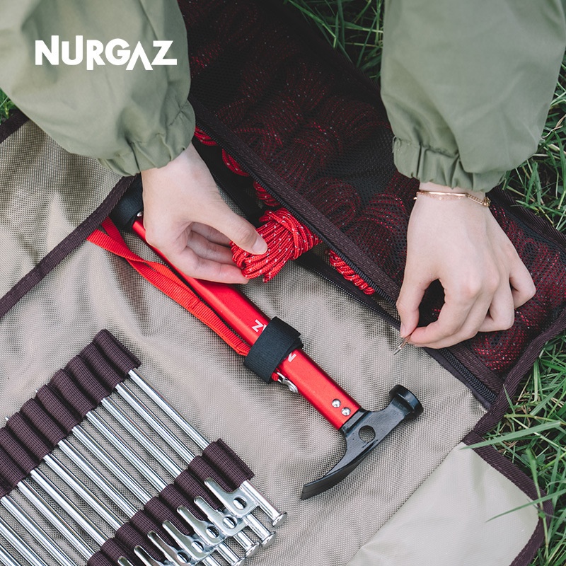 Outdoor Camping Bag Ground Nail Portable Storage Bag Camping Tent Canopy Building Tools Wind Rope Ground Nail Hammer Multifunctional