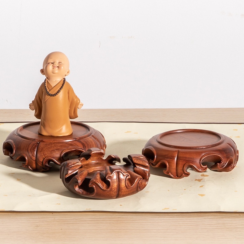 Handicrafts Wooden Support Purple Sand Teapot Buddha Round Base