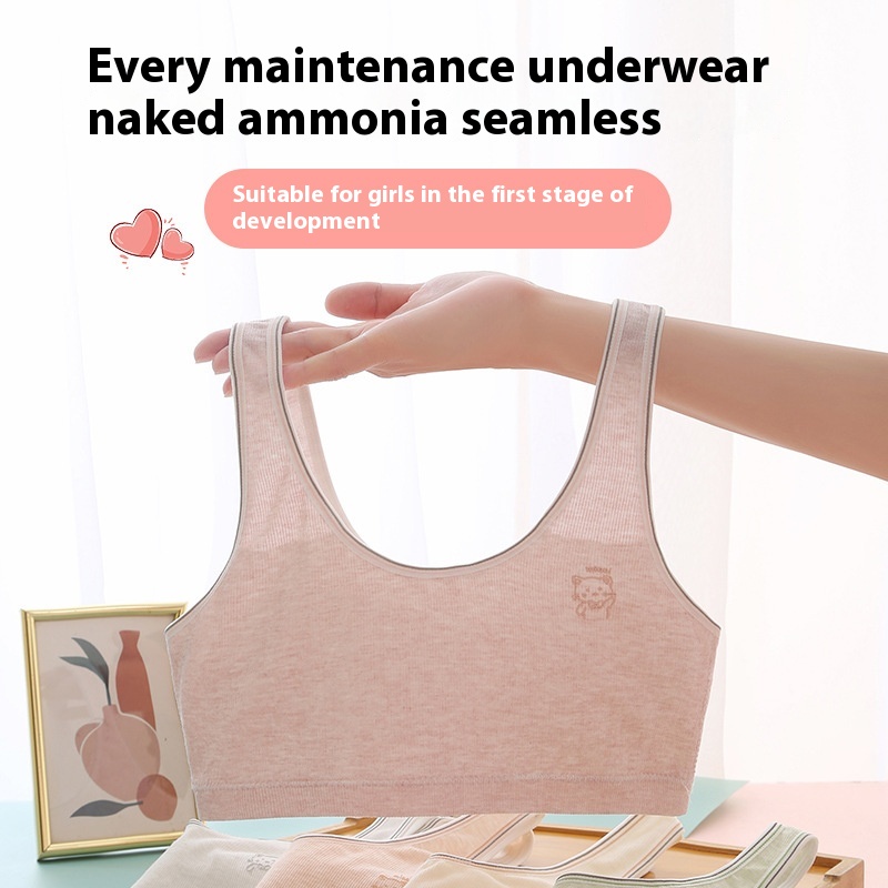 Girls, Primary School Girls, Underwear, Small Vests, Development Period, Anti-bump, First Stage, Pure Cotton Children's Bra, Older Children