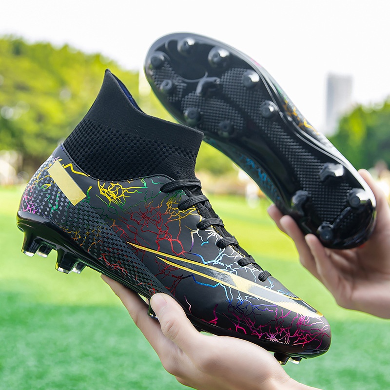 Autumn High-top Football Shoes Broken Nails Black Camouflage Large Size Boys Adult Professional Training Football Shoes