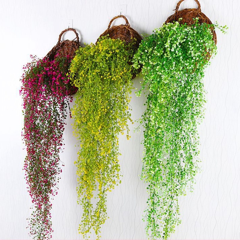 Simulation Plant Vine Fake Flower Rattan Plastic Vine Green Plant Living Room Indoor Wall Hanging Basket Wall Hanging Wall Decoration