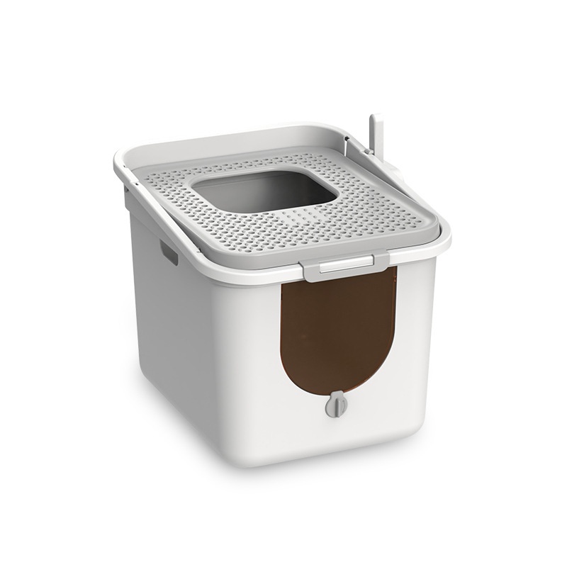 Cat Litter Box Fully Enclosed Top-entry Oversized Bucket Cat Toilet Anti-splash Sand Cat Supplies Top-out Cat Litter Box