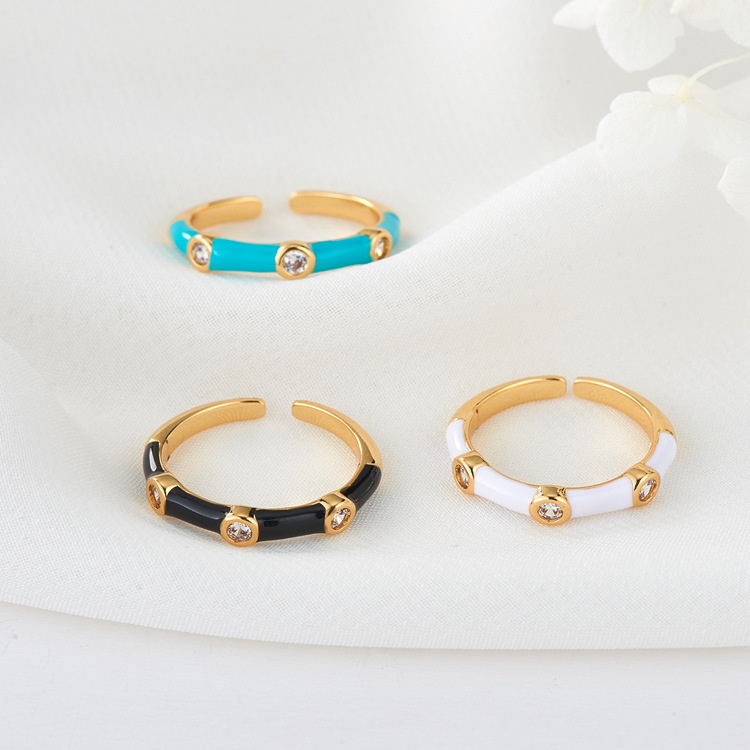 Popular Jewelry Opening Adjustable Micro-inlaid Zircon Color Drop Oil Hip-hop Ring Ring