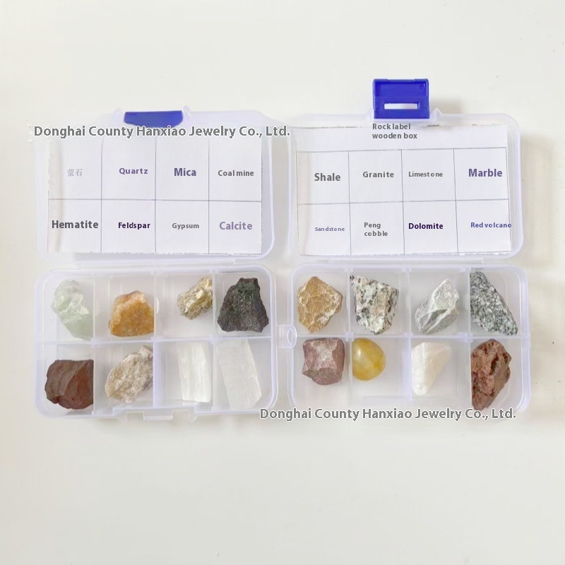 Crystal Raw Stone Ore Specimen Box Grade 4 Rock Specimen Mineral Specimen 8 Pupils Teaching Specimen