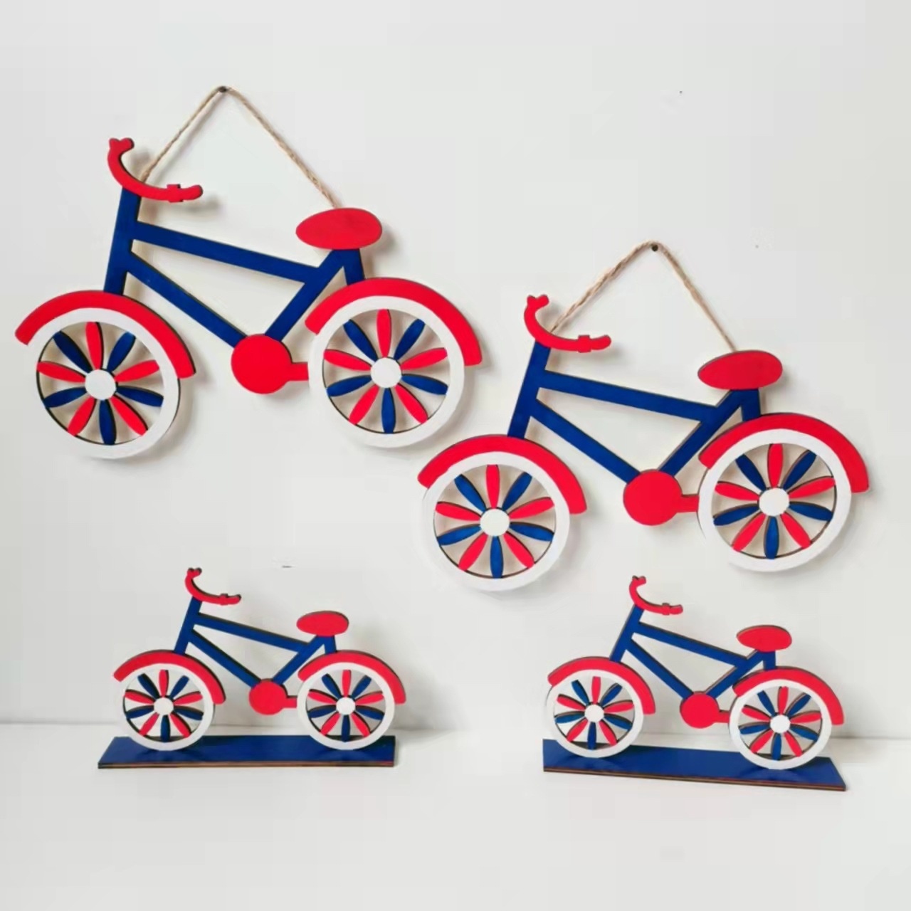 American Independence Day Suit Bicycle Ornament Three-dimensional Background Ornament