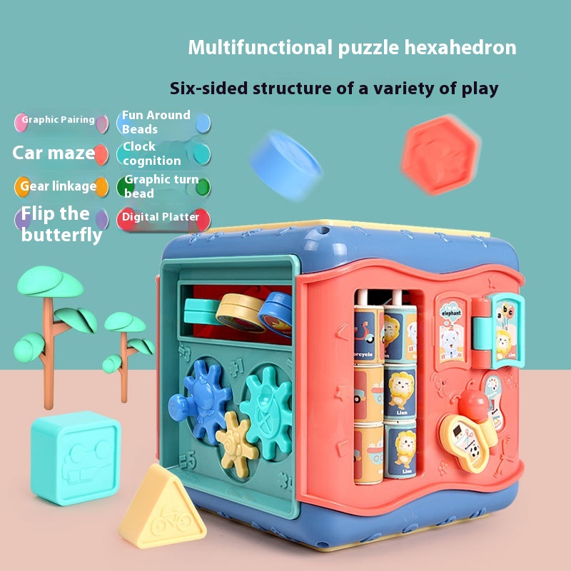 Infant And Toddler Toys Six-sided Box Baby Pat Rattle Body Educational Early Education0-1 Year Old Learning Cognitive Children's Toys