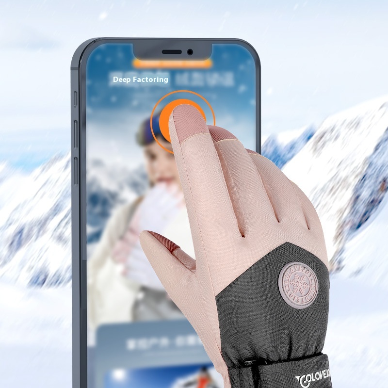 Ski Gloves For Women Winter Cycling Cold- Resistant Plus Velvet Warm Electric Vehicle Touch Screen Gloves For Men Winter - 4