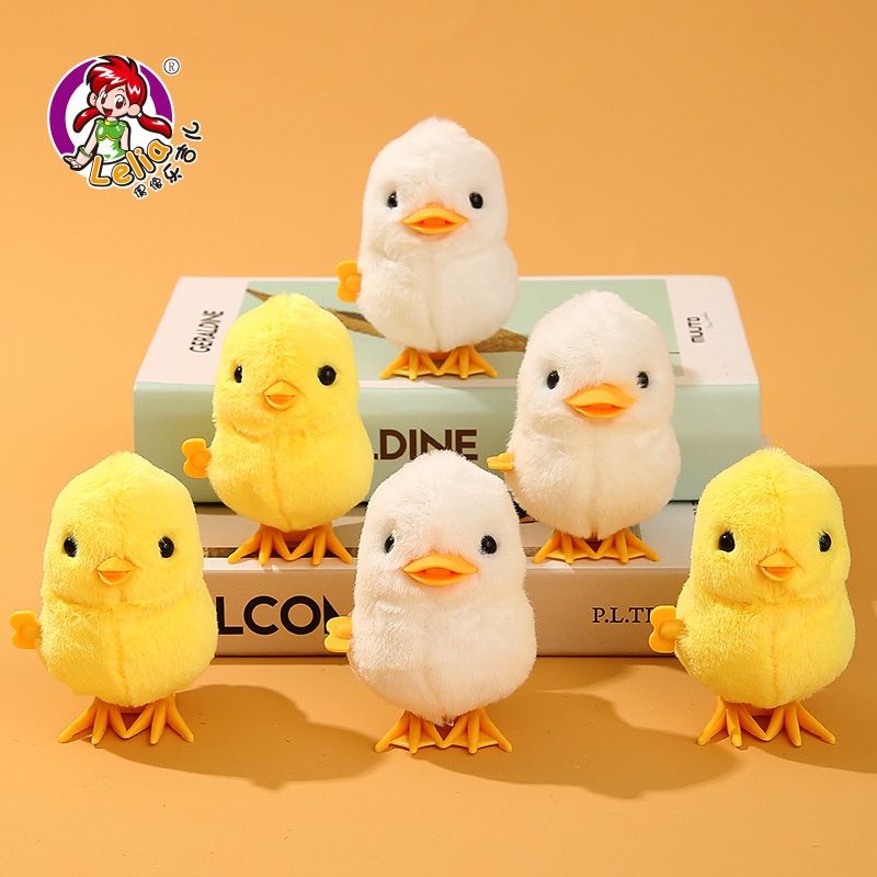 Lejier Jumping Chicken Wind-up Toy Simulation Plush Jumping Duck Interactive Toy Small Animal Children's Birthday Gift