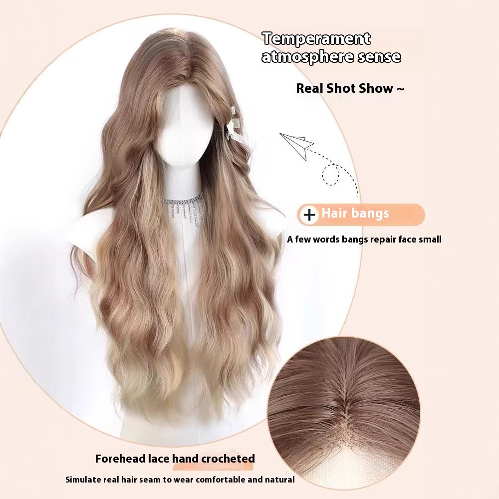 [Yuqi Younger Brother] Small Lace Temperament Highlights Gradient Hot Girl Curly Hair European And American Wig