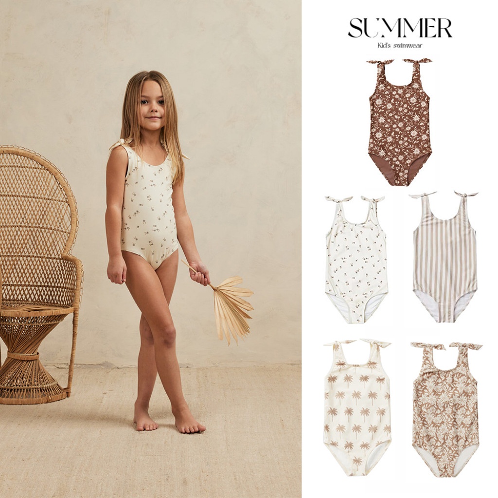 Girls One-piece Swimsuit Girls One-piece Cute Swimsuit Small And Medium Children's Floral Sling Hot Spring Princess Swimsuit