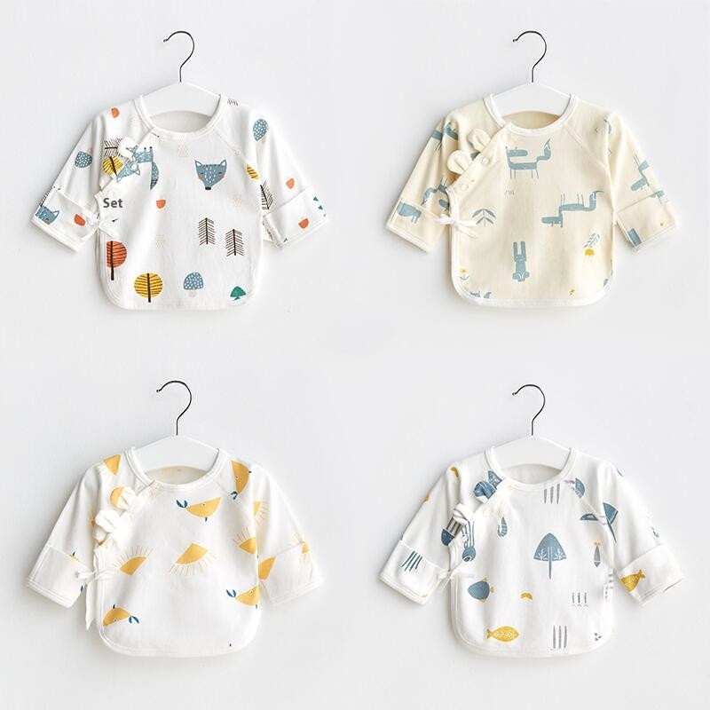 Born Baby Clothes Spring Autumn Summerborn0 Thin3 Month Half Back Clothes Pure Cotton Monk Clothes AType Baby Tops