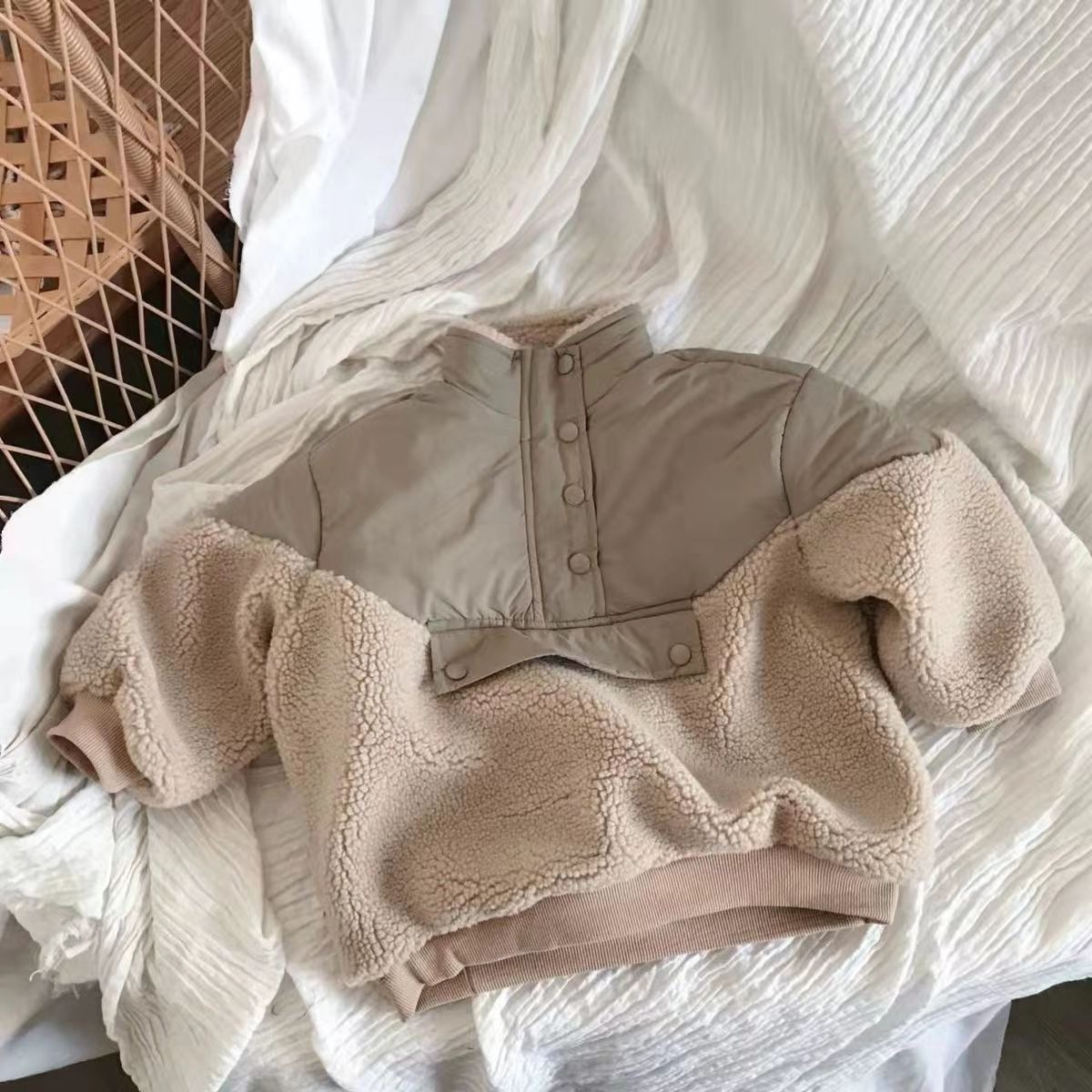 Autumn And Winter Boys And Girls Sweatshirts For Babies,Fashionable Children's Personalizedy Korean Style Plus Velvet And Thickened Lamb Wool Sweater Coat