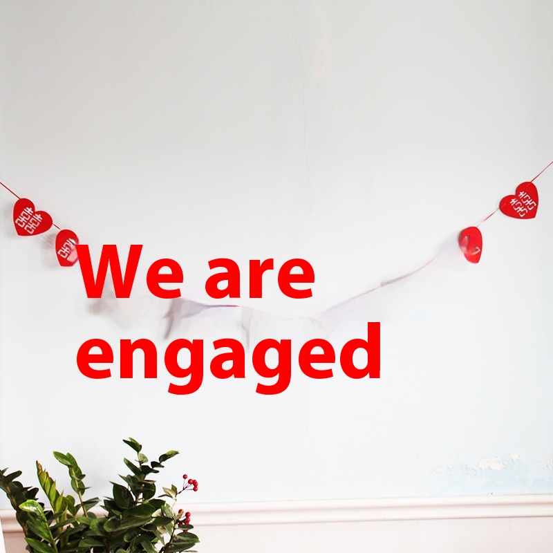 Engagement Latte Strips Non- Woven Fabric We Are Engaged Engagement Decoration Wedding Latte Flags Wedding Supplies Collection
