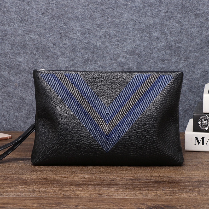 Popular Men's Handbags Genuine Leather Luxury Brand Clutch Bags Casual Handbags Clutch Bags Plaid Envelope Bags