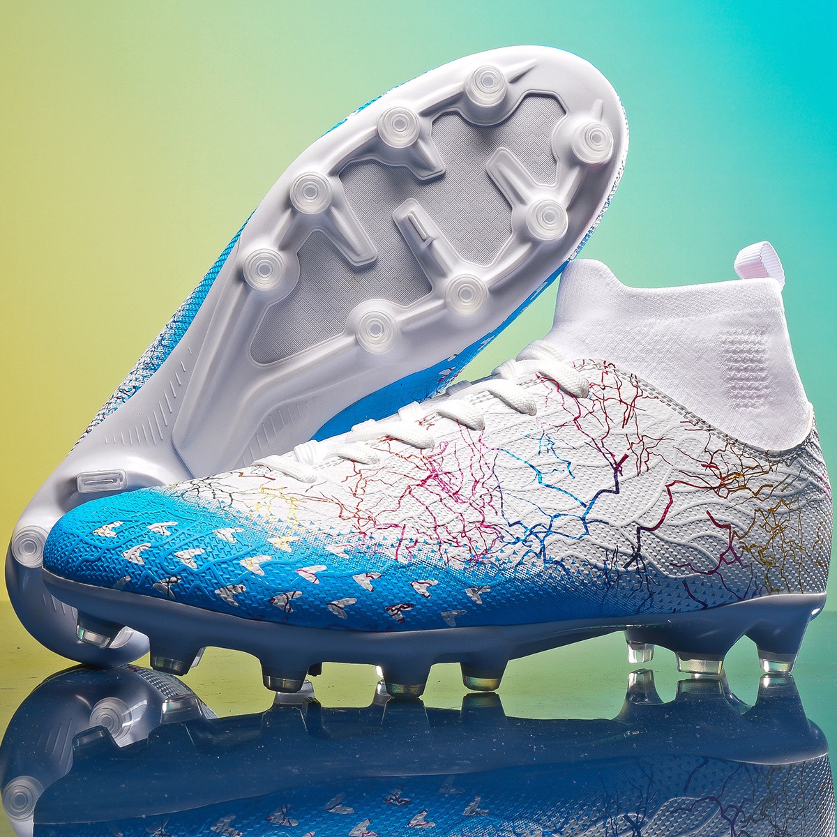 Autumn High-top Football Shoes Long Spikes Student Professional Training Shoes Anti-slip Broken Nail Football Shoes