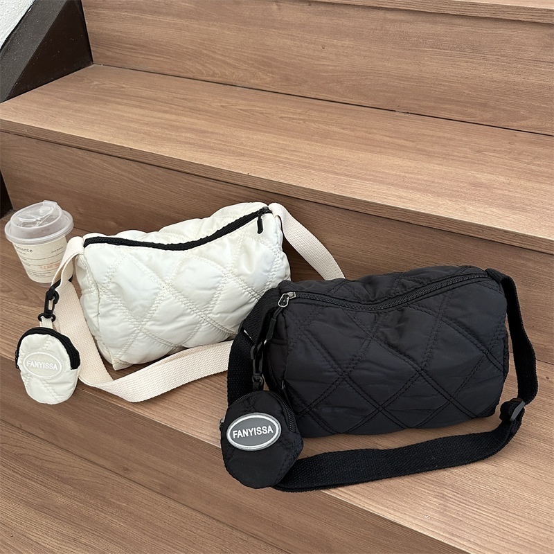 Bags For Women Shoulder Bag Diamond Embroidery Messenger Bag Versatile Korean Style Fashion Simple Cotton Bag