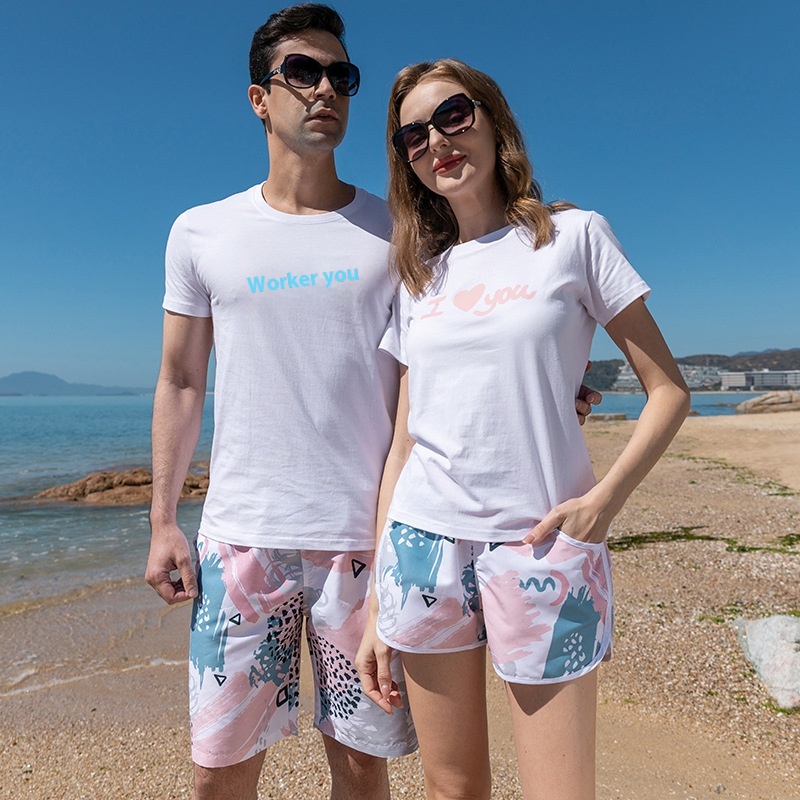 Men's Beach Pants Five-point Loose Version Water Park Hot Spring Swimming Trunks Couple Seaside Vacation Surfing Quick-drying Women's Shorts