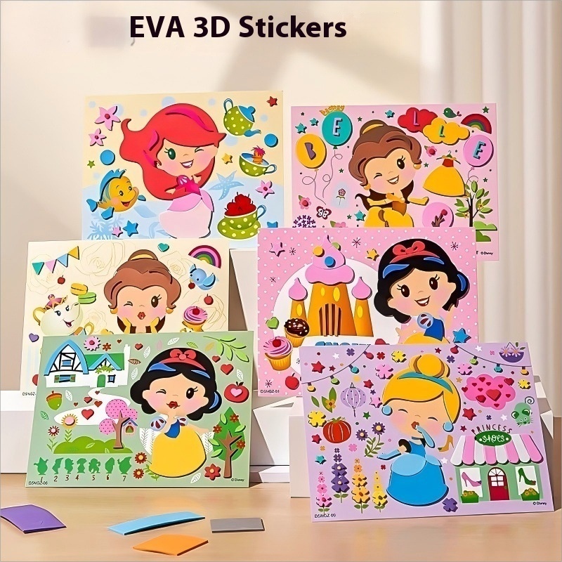 Children's Handmade DIY Three-dimensional Cartoon Stickers Kindergarten 3D Making Materials Toys Girls Princess Stickers