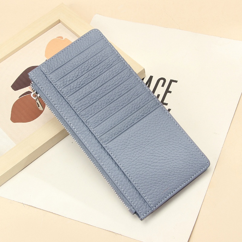 Genuine Leather Women's Wallet Long Foreign Trade Japanese Multi-card Card Holder First Layer Cowhide Zipper Handbag Long Wallet