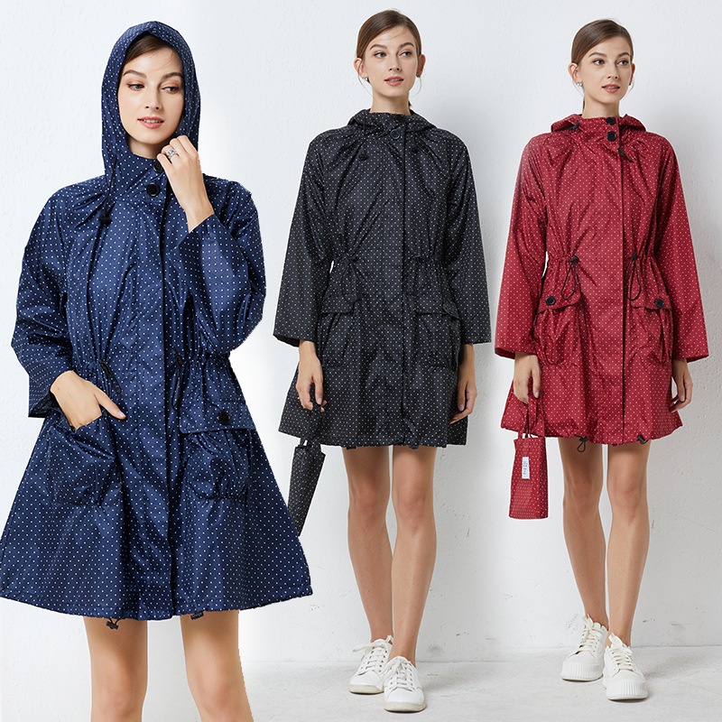 Fashion Adult Japanese And Korean Small Dot Windbreaker Waterproof Raincoat Female Student Outdoor Walking Korean Golf Jacket