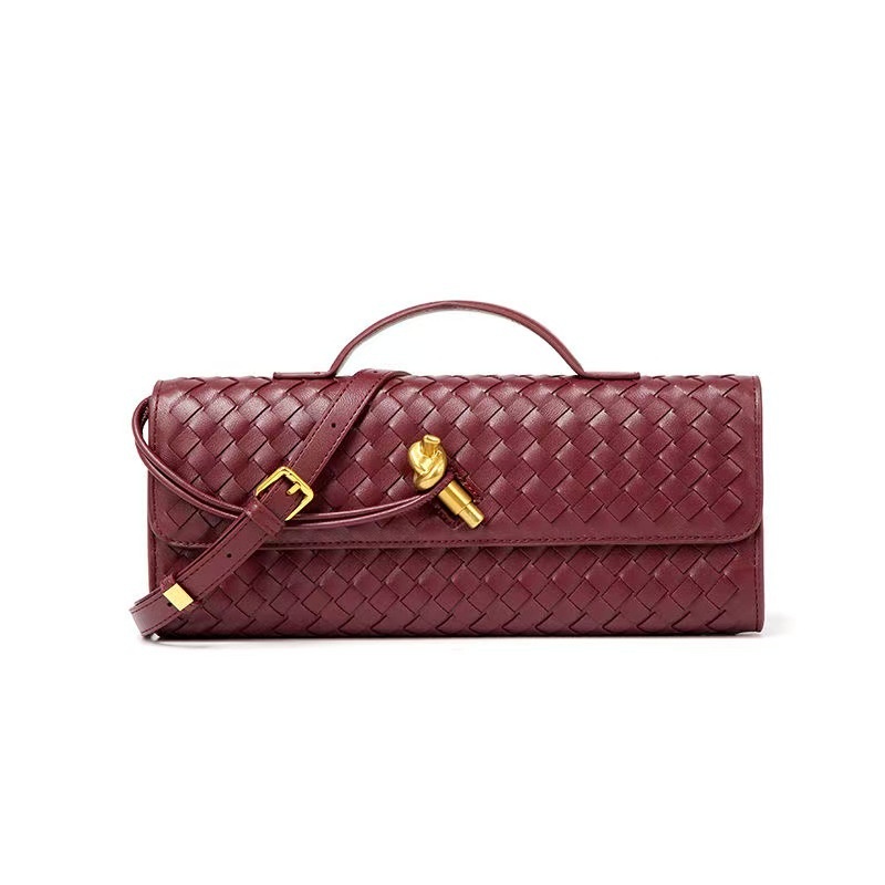 Hot-selling Handmade Soft Leather Bagel Bag Horizontal Square Organ Bag Solid Color Foreign Trade Portable Crossbody Women's Bag