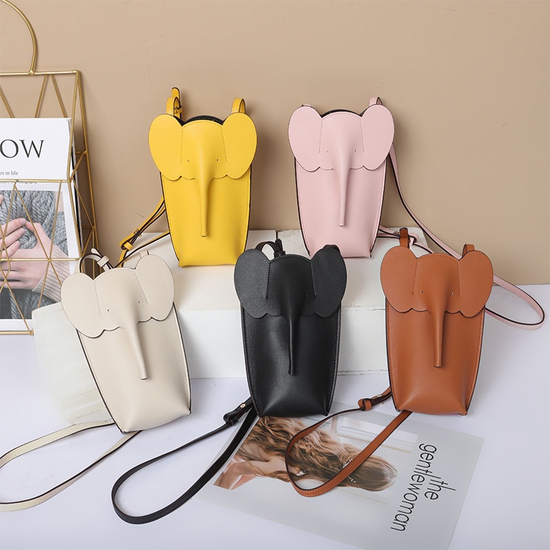 Genuine Leather Elephant Mobile Phone Bag For Women Summer Fashion Mini Small Bag Niche Cowhide Versatile Crossbody Bag