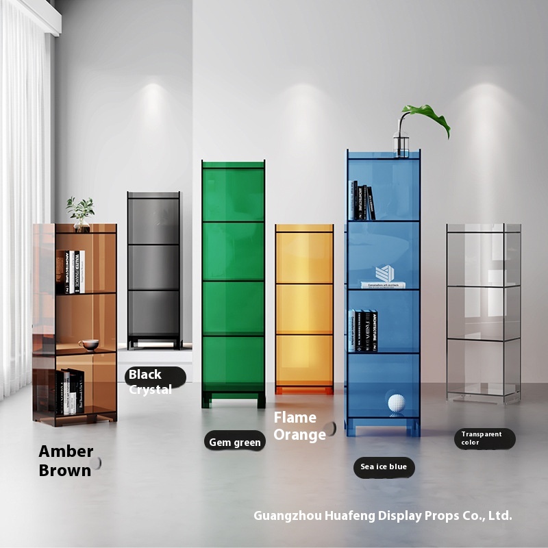 Acrylic Nordic Style Light Luxury Storage Rack Living Room Storage Display Rack Designer Decorative Cabinet Multi-layer Floor-standing Bookshelf