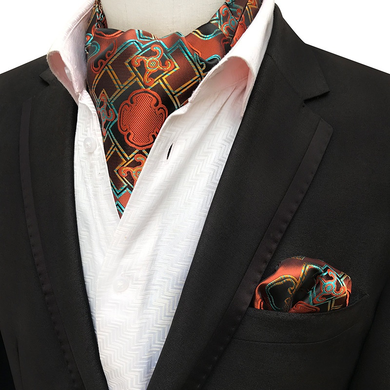 Men's Polyester Style Scarf Retro Men's Tie Square Scarf Set
