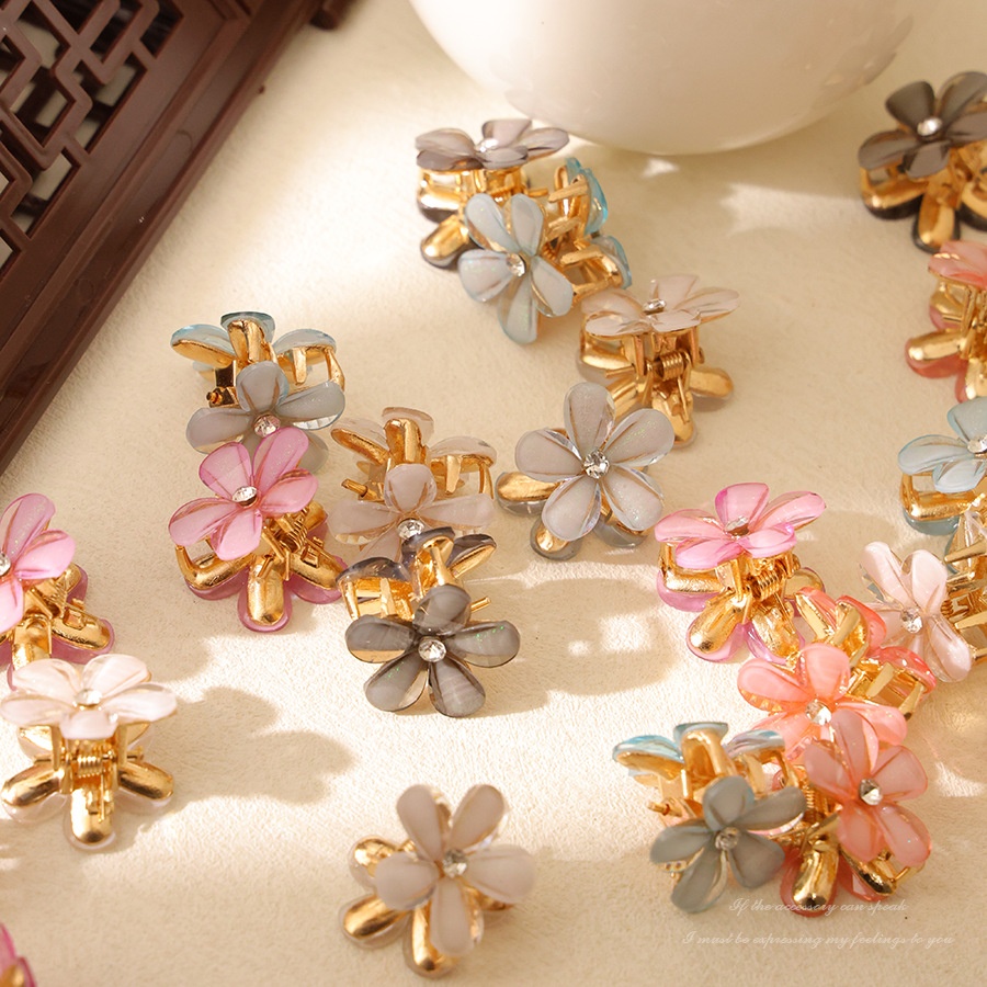 Small Size Bangs Grab Clip Crystal Flower Side Hairpin South Korea Internet Celebrity Mini Elegant Hair Grab Hair Accessories