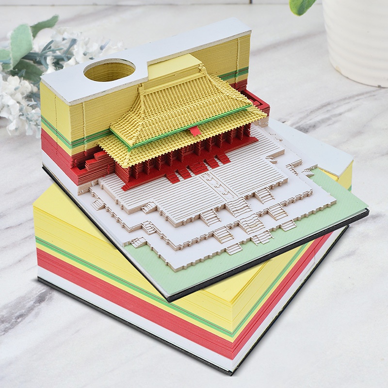 Hall Of Supreme Harmony3 D Three-dimensional Note Paper Ancient Style Building Forbidden City Paper Carving Model Creative High-value Internet Celebrity Post-it Note Book