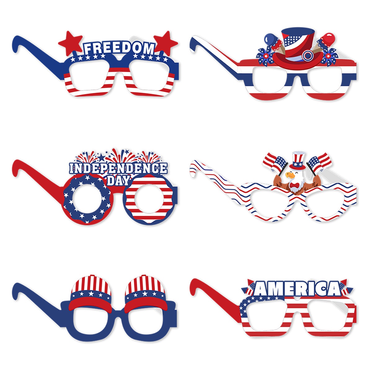 American Independence Day Party Party Paper Glasses National Day Punch Card Photo Props