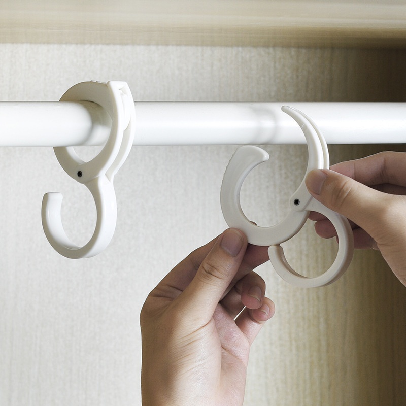S-shaped Multifunctional Removable Plastic Hook Clip-on Horizontal Pole Clothes Hook White Simple Style Hook