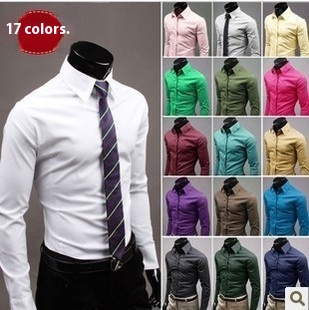 Foreign Trade Summer Men's Shirt Casual Youth Solid Color Candy Color Casual Business Shirt