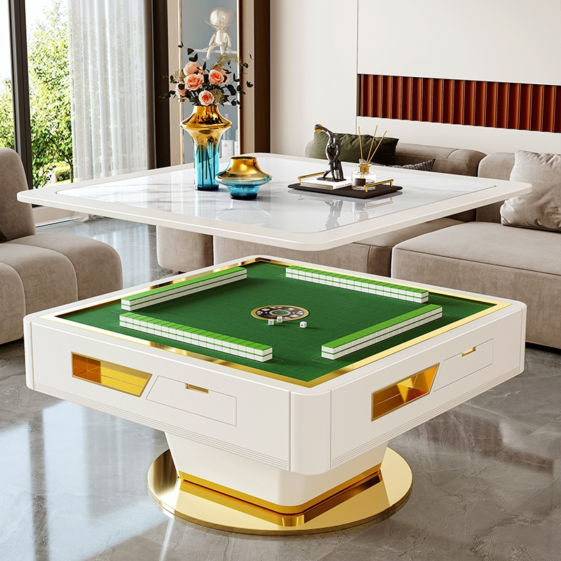 Household Slate Lifting Mahjong Table Modern Light Luxury Multi-functional Fully Automatic Mahjong Machine Coffee Table Dining Table Three-in-one