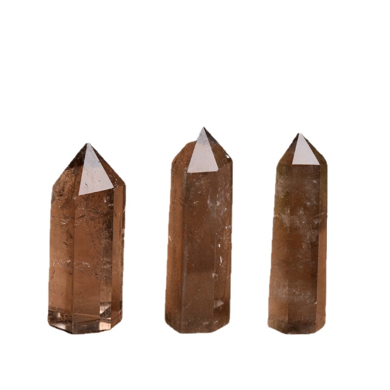 Crystal Column Tea Crystal Column Single Pointed Hexular Prism Energy Crystal Stone Ornaments Tea Crystal Prism